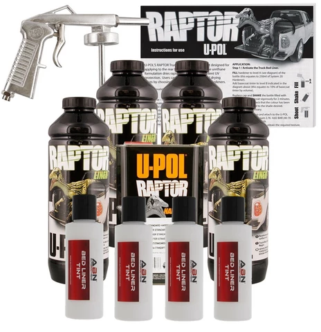 U-POL Raptor Tintable Bright White Bed Liner Kit W/Spray Gun, 4 Liters Upol 1 U-POL Raptor Tintable Bright White Bed Liner Kit W/Spray Gun, 4 Liters Upol