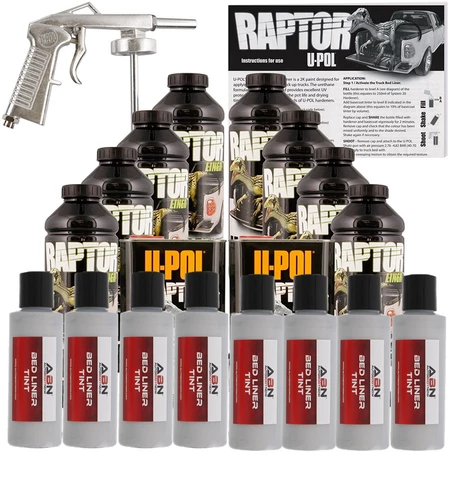 U-POL Raptor Tintable Bright Silver BedLiner W/ SprayGun, 8 Liters Upol 1 U-POL Raptor Tintable Bright Silver BedLiner W/ SprayGun, 8 Liters Upol