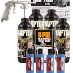 U-POL Raptor Tintable Reflex Blue Bed Liner Kit W/ Spray Gun, 4L Upol